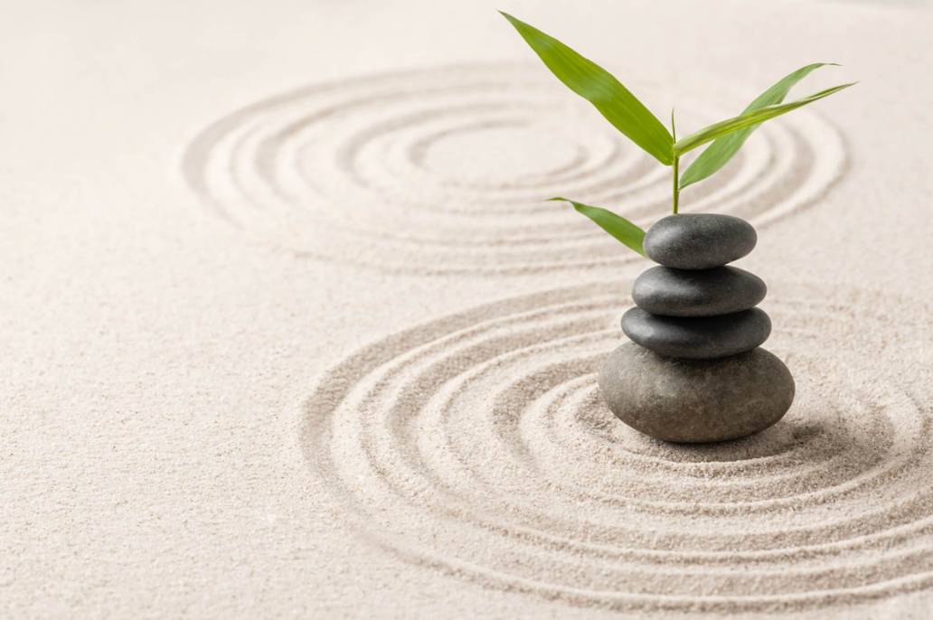 Blue Monday: immagine di giardino zen